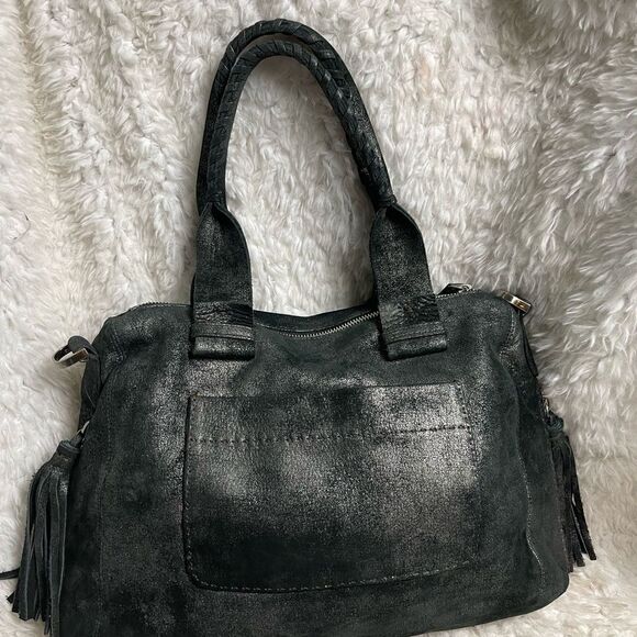 Carla Mancini black metallic silver Medium Satchel bag silver tone hardwares - Picture 6 of 15